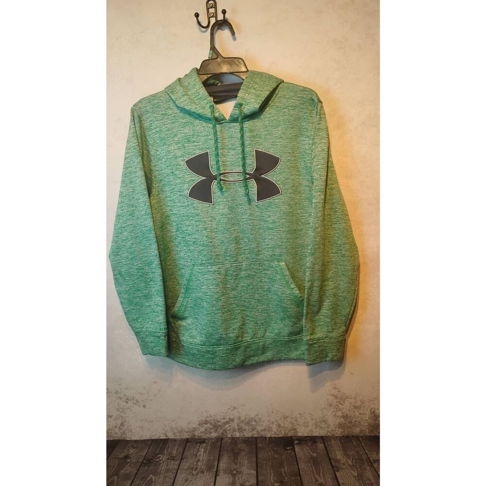 Under armor loose fit pullover hoodie. Green and white fleck.